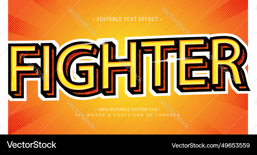 Retro fighter 3d text style effect editable Retro fighter 3d text style effect editable vector image