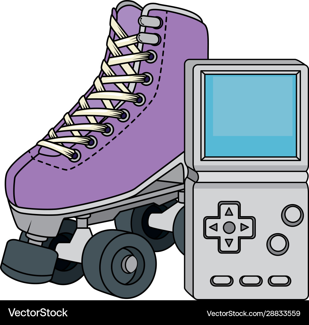 Roller skate with video game handle nineties style Vector Image