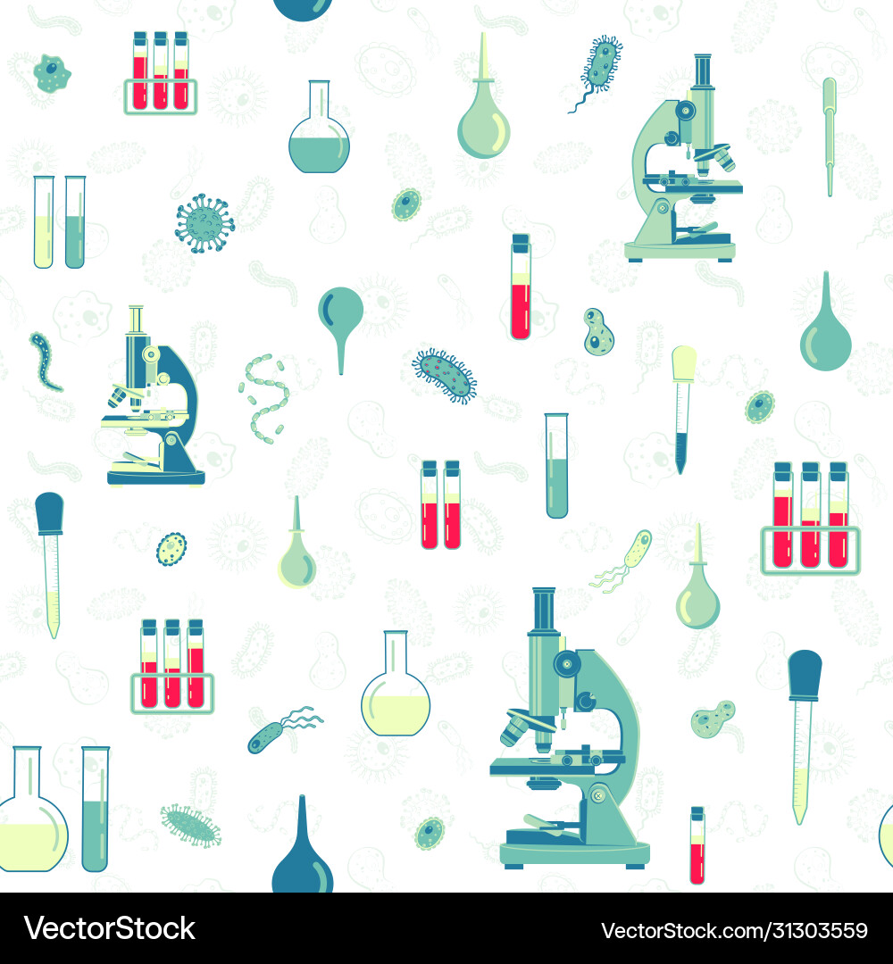 Seamless pattern with laboratory microscope Seamless pattern with laboratory microscope vector image