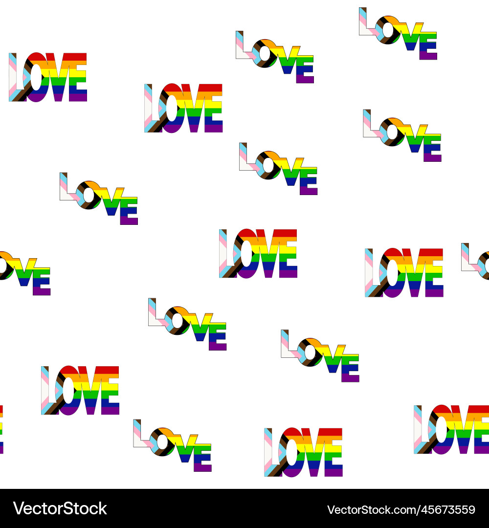 Seamless pattern with new lgbt flag hearts text Seamless pattern with new lgbt flag hearts text Vector Image