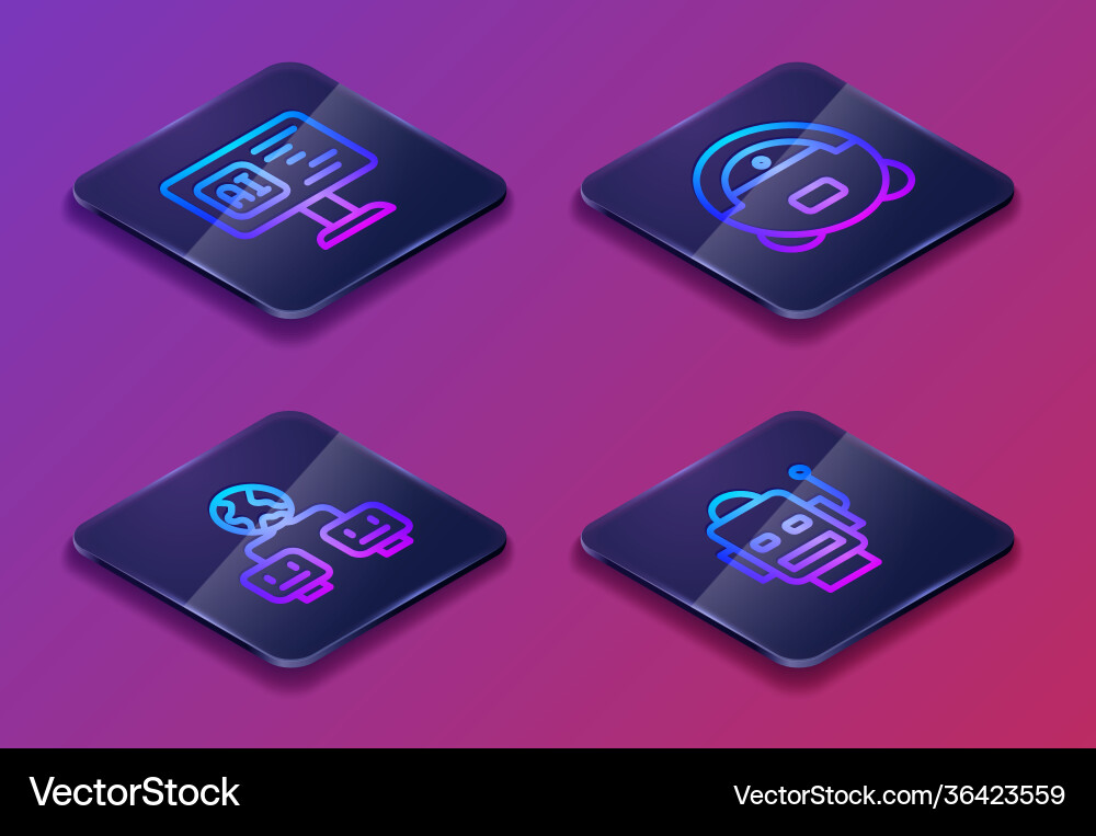 Set isometric line software artificial Vector Image