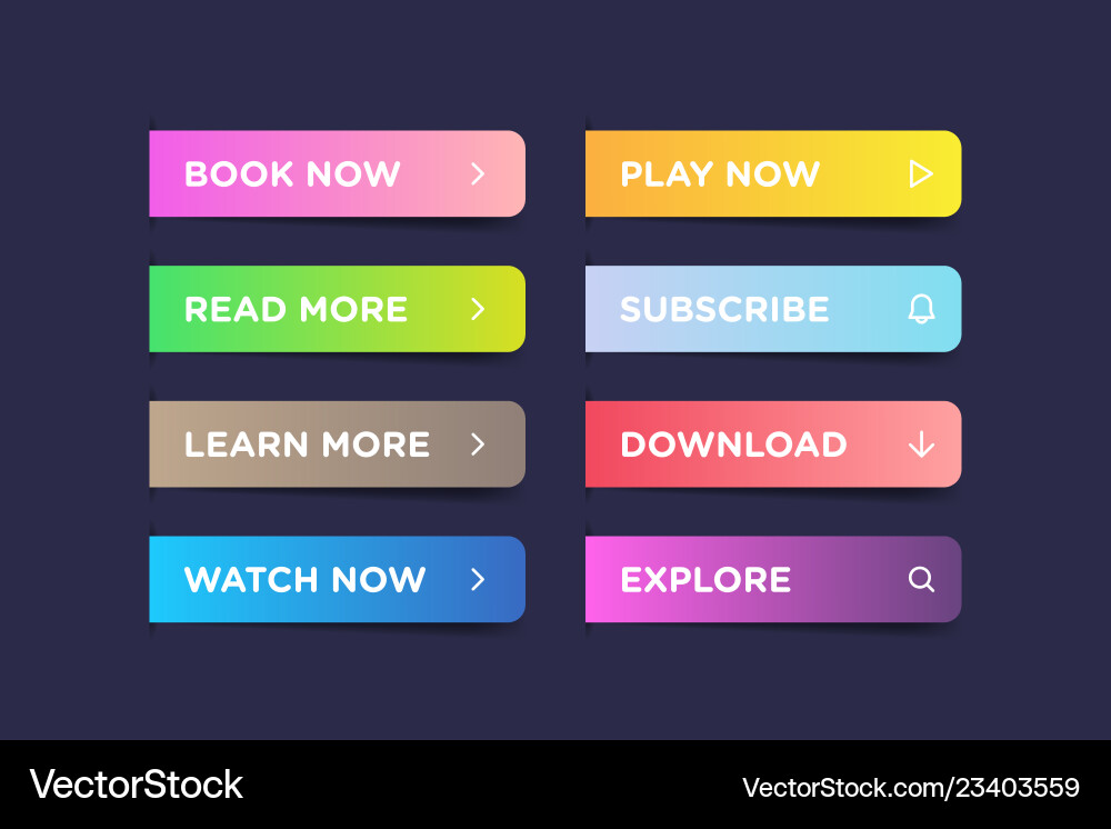 Set of colorful clean style buttons modern Set of colorful clean style buttons modern vector image