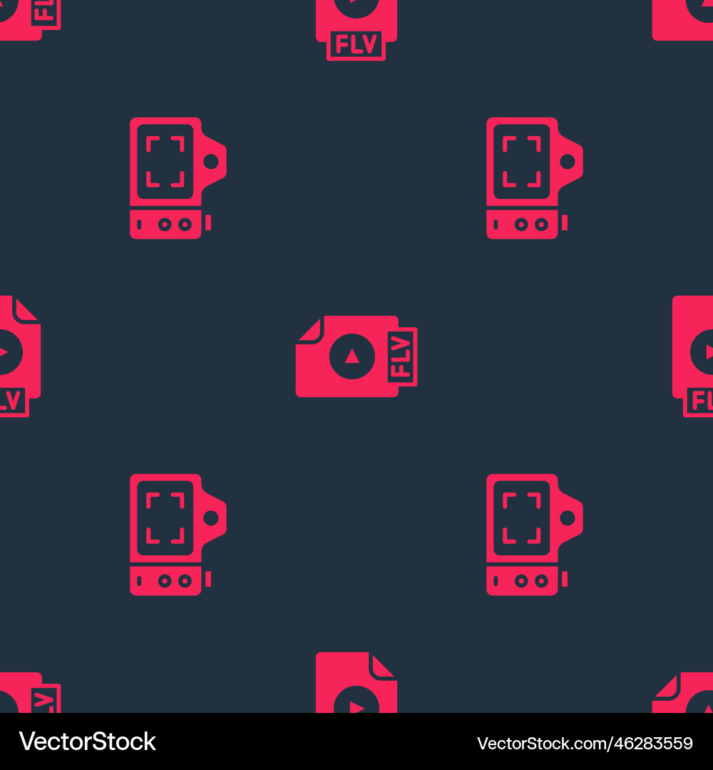 Set photo camera and flv file document on seamless Set photo camera and flv file document on seamless vector image