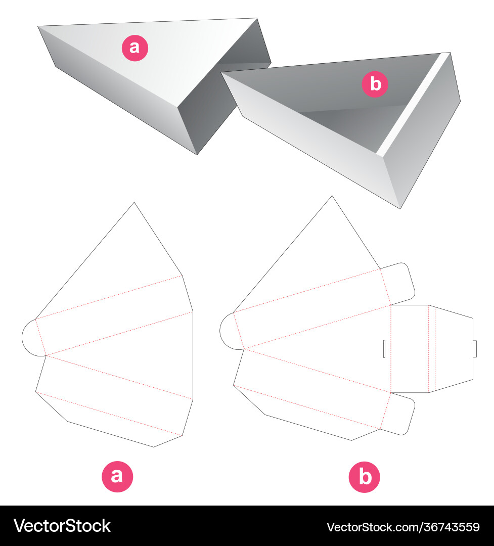 Sliding Triangular Cardboard Box Template vector image