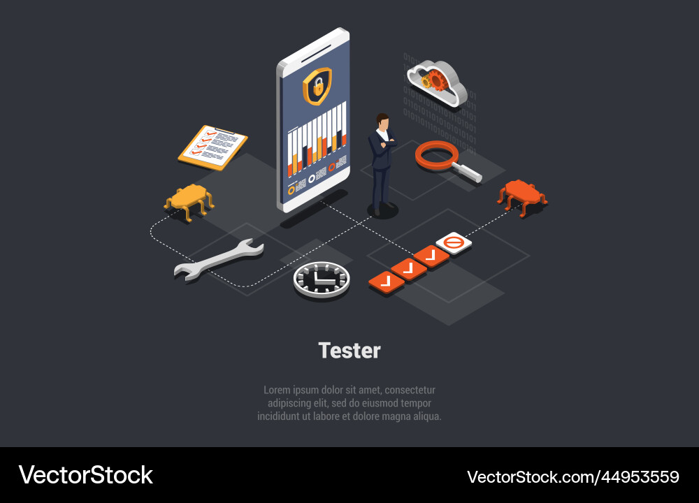Software engineer job tester testing Software engineer job tester testing vector image