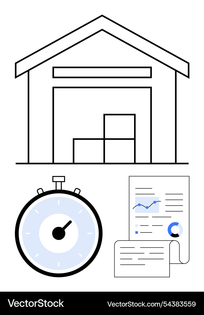 Warehouse management efficient storage time Warehouse management efficient storage time vector image