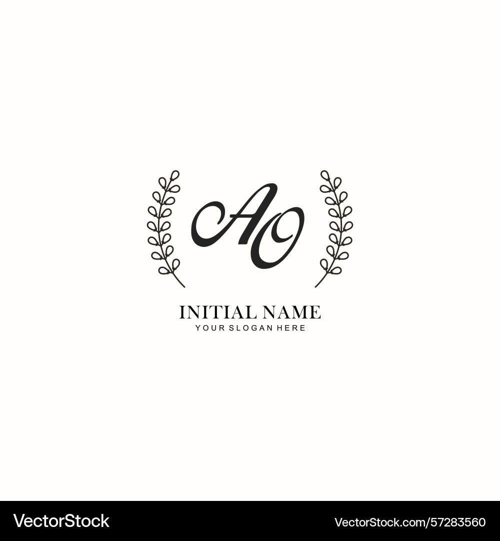 Ao initial logo templates with botanical elements Vector Image