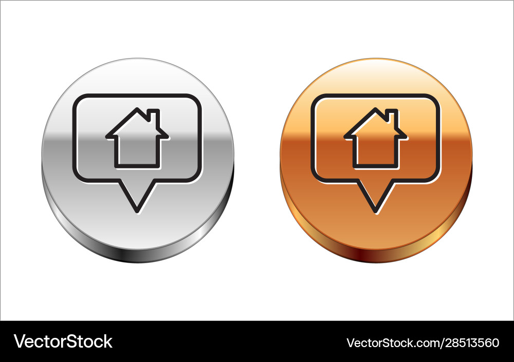 Black line map pointer with house icon isolated Black line map pointer with house icon isolated vector image