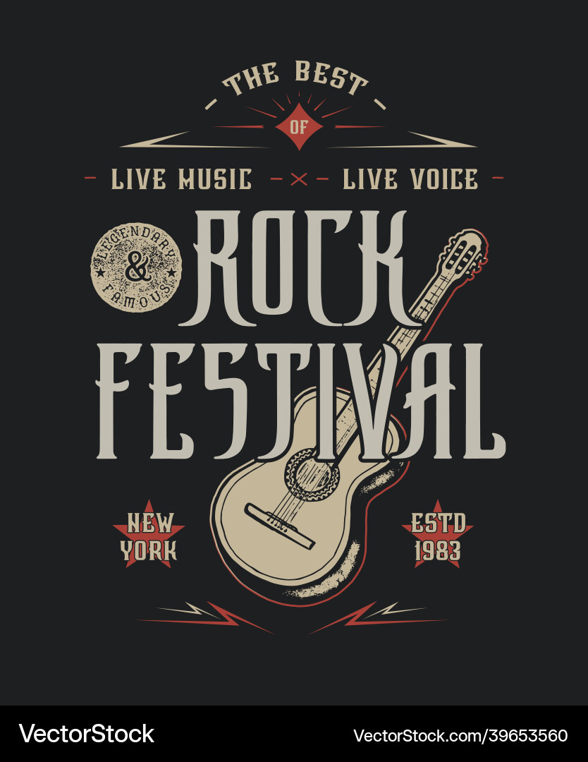 Craft vintage design of print rock festival Craft vintage design of print rock festival vector image