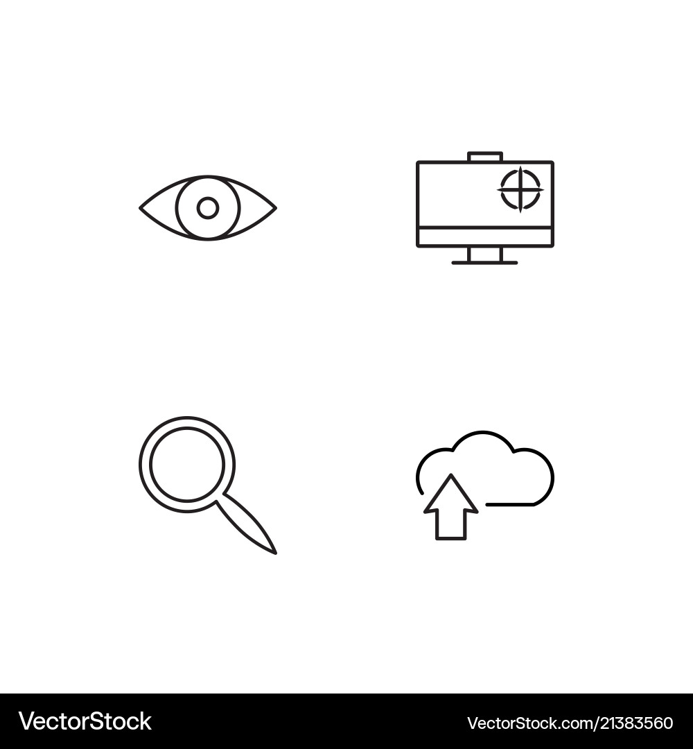 Cyber security linear icons set simple outline vector image