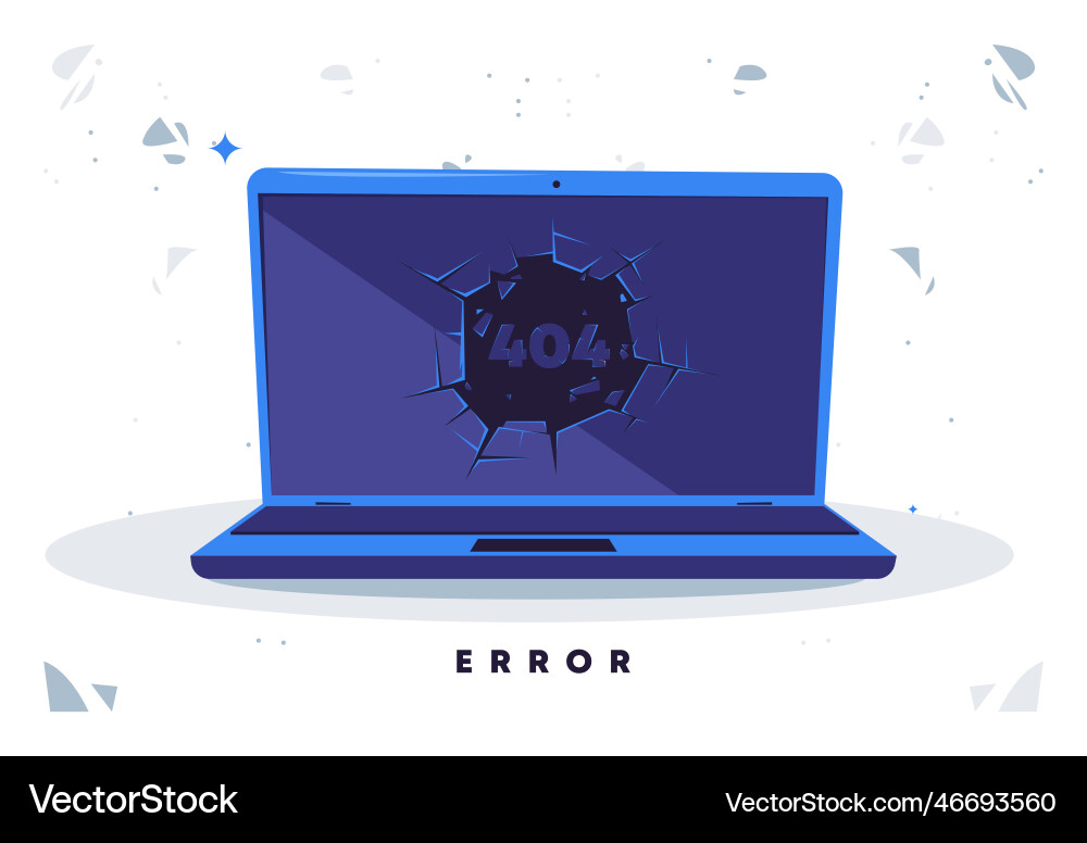 Error 404 on open laptop Error 404 on open laptop vector image