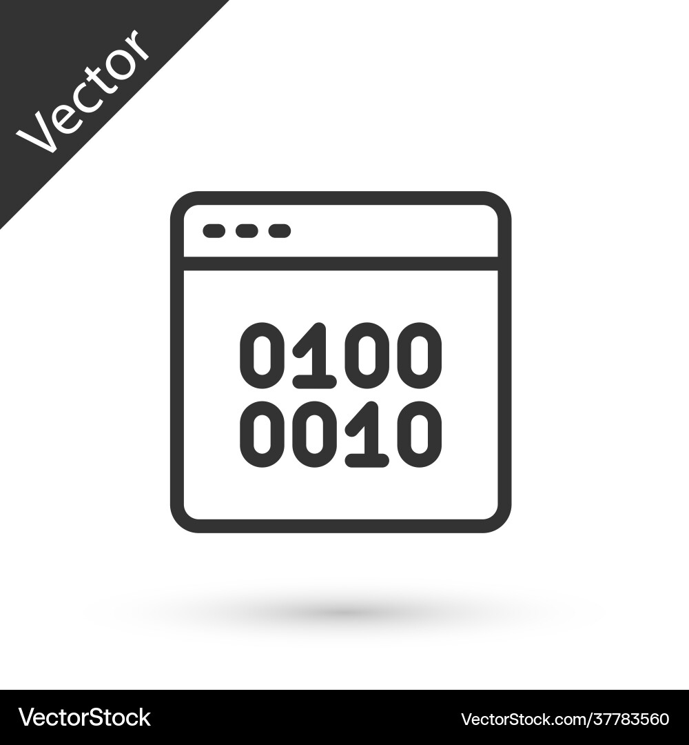 Grey line binary code icon isolated on white Grey line binary code icon isolated on white vector image