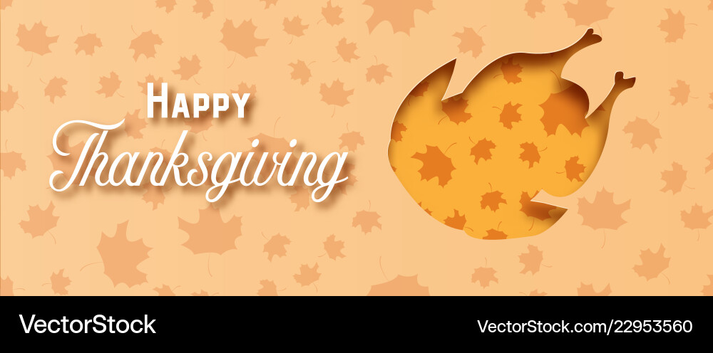 Happy thanksgiving day with turkey paper art Happy thanksgiving day with turkey paper art vector image