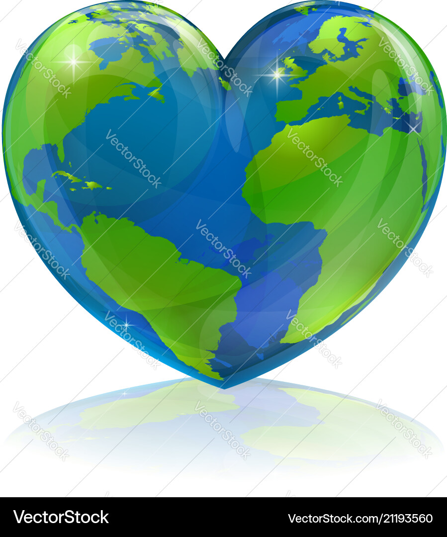 Heart Globe Earth Concept Vector Image
