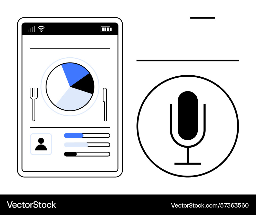 Mobile application interface with nutrition Mobile application interface with nutrition vector image
