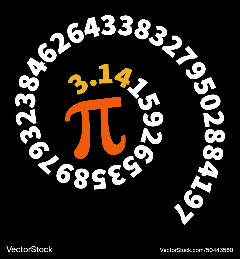 Pi spiral with 314 digits mathematics - math Vector Image
