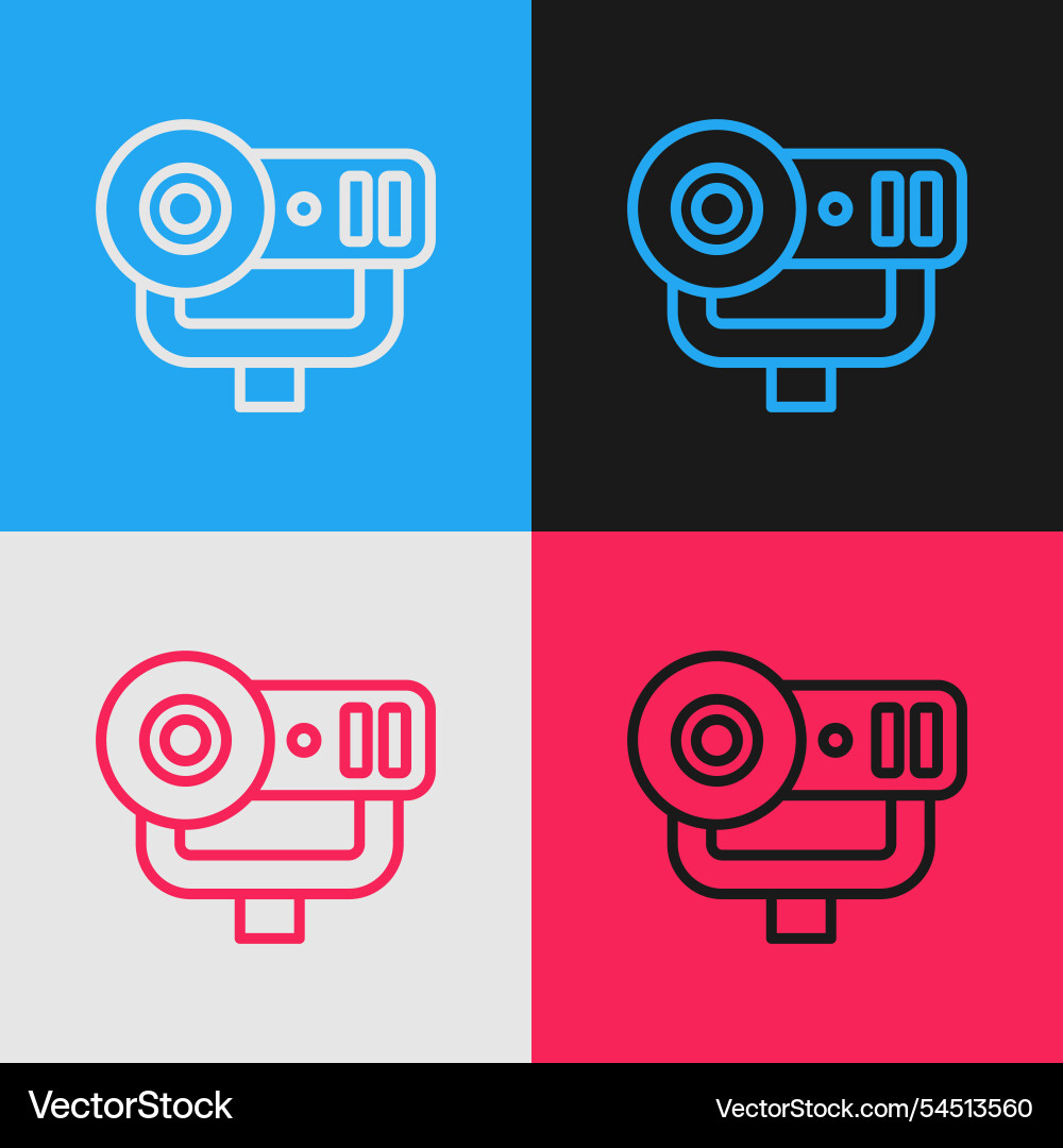 Pop art line web camera icon isolated on color Pop art line web camera icon isolated on color vector image