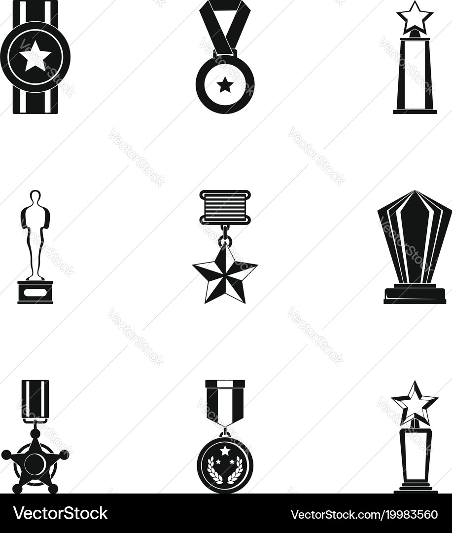 Prize icons set simple style vector image