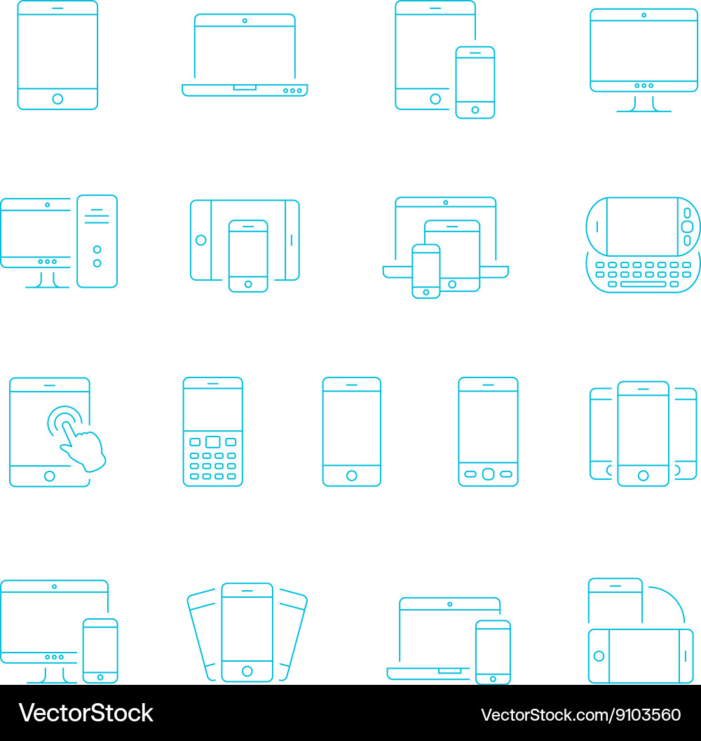 Responsive Device Icon Set vector image