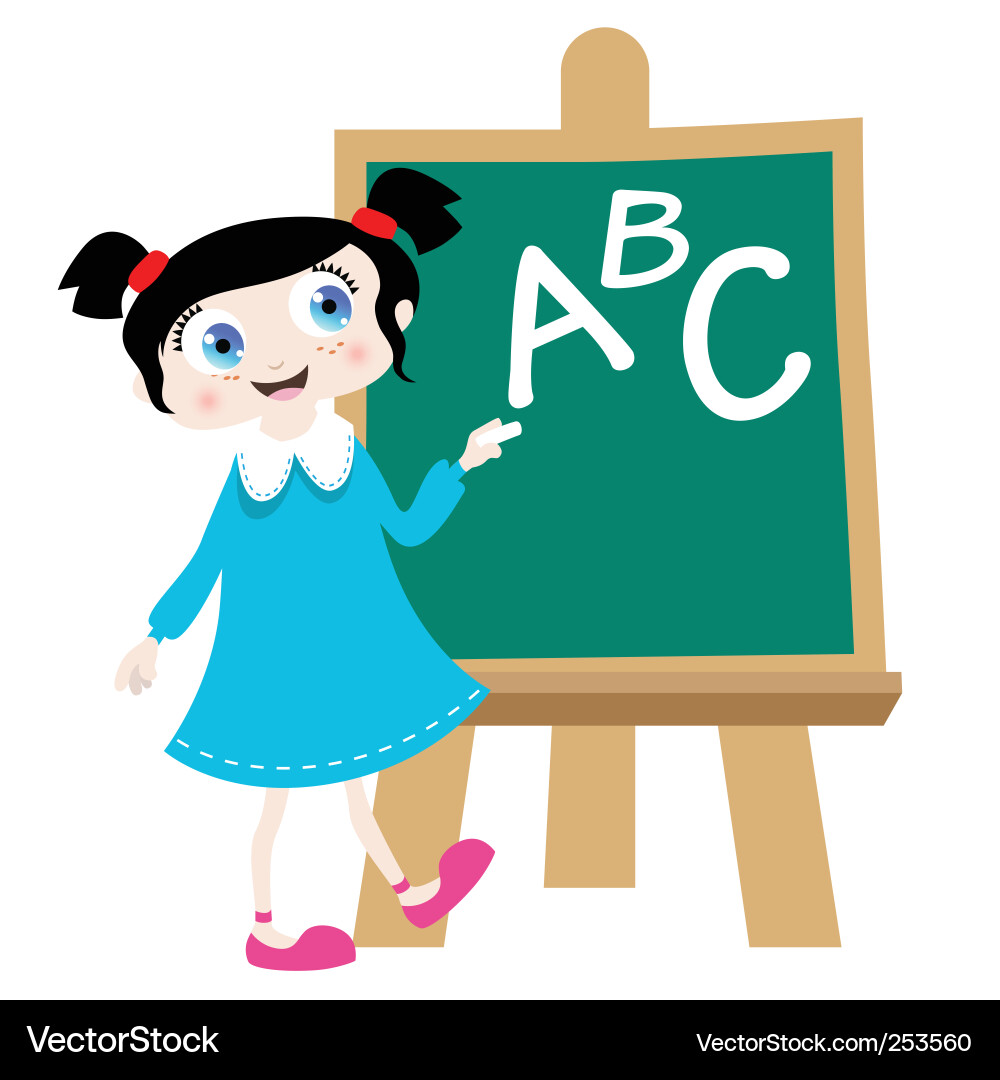 School girl with blackboard Vector Image