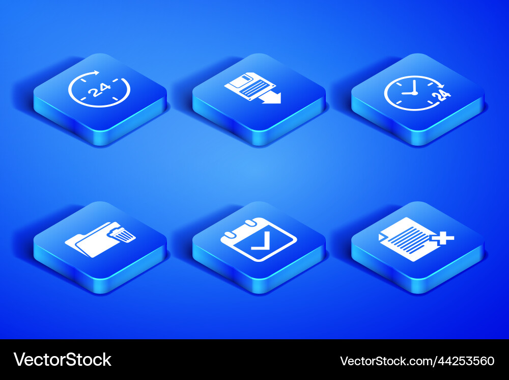 Set delete file document clock 24 hours calendar Set delete file document clock 24 hours calendar vector image