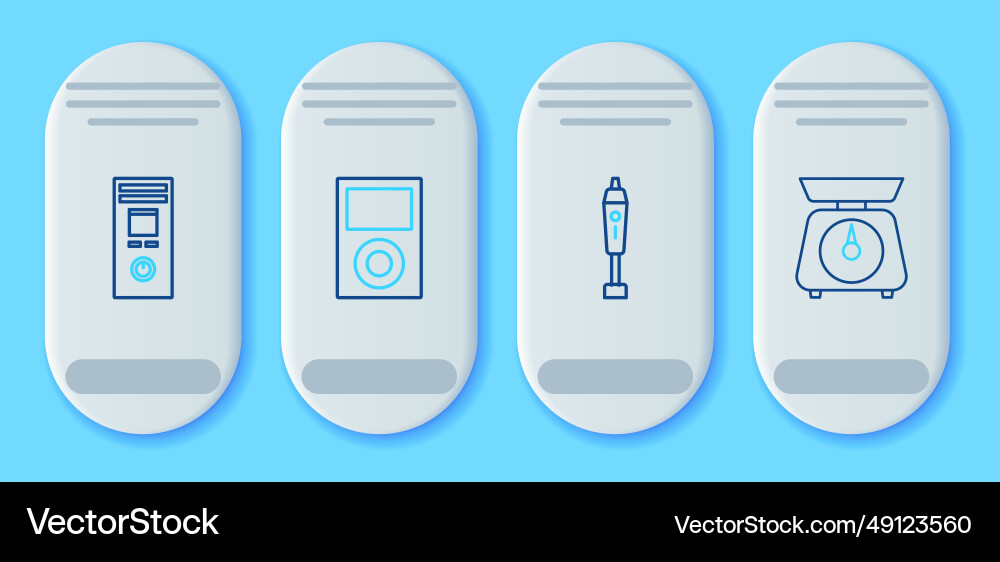 Set line music player blender remote control Vector Image