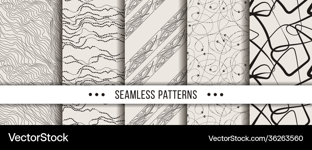 Set strict minimalistic seamless patterns Set strict minimalistic seamless patterns vector image