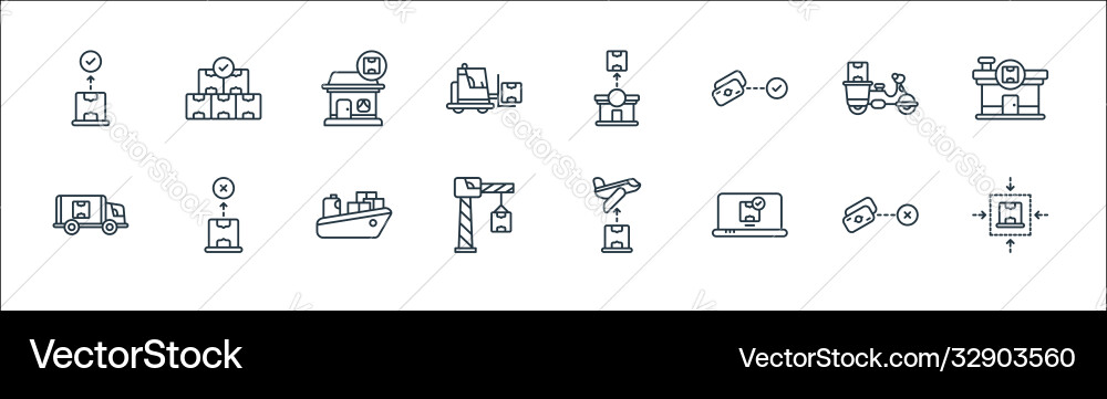 Shipping and delivery line icons linear set Shipping and delivery line icons linear set vector image