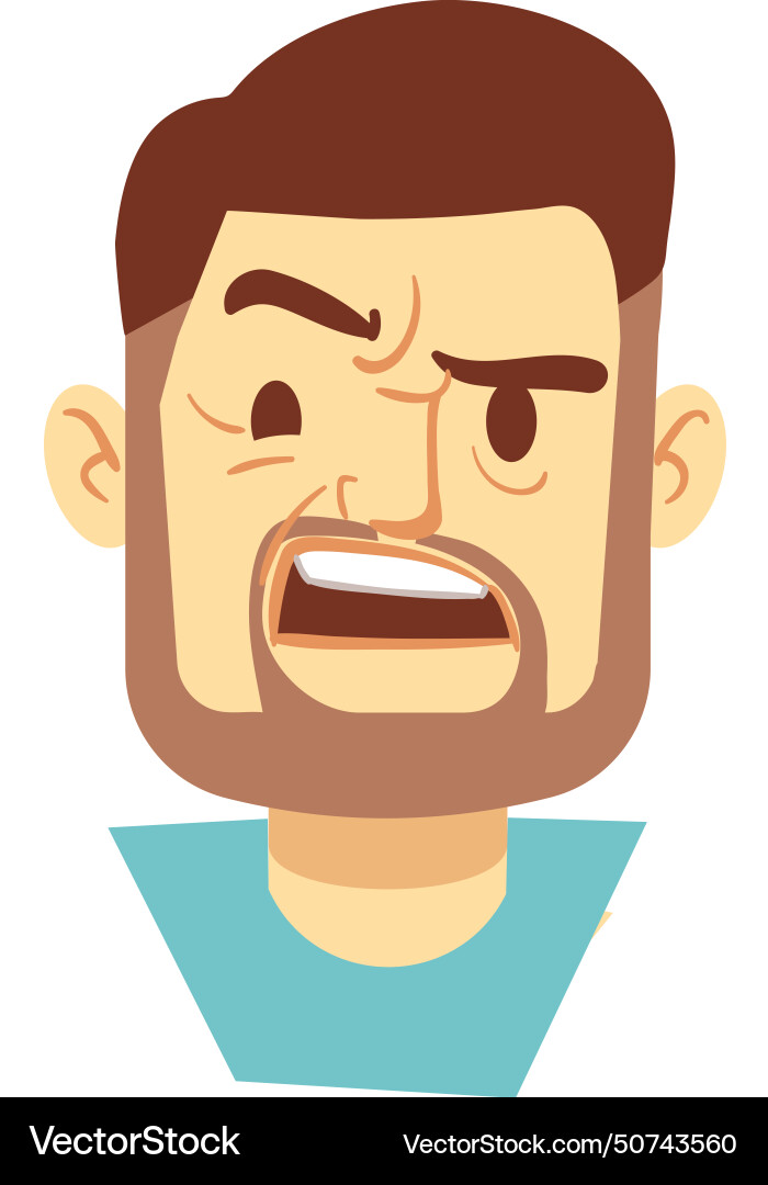 Shouting angry man face cartoon head expression Vector Image