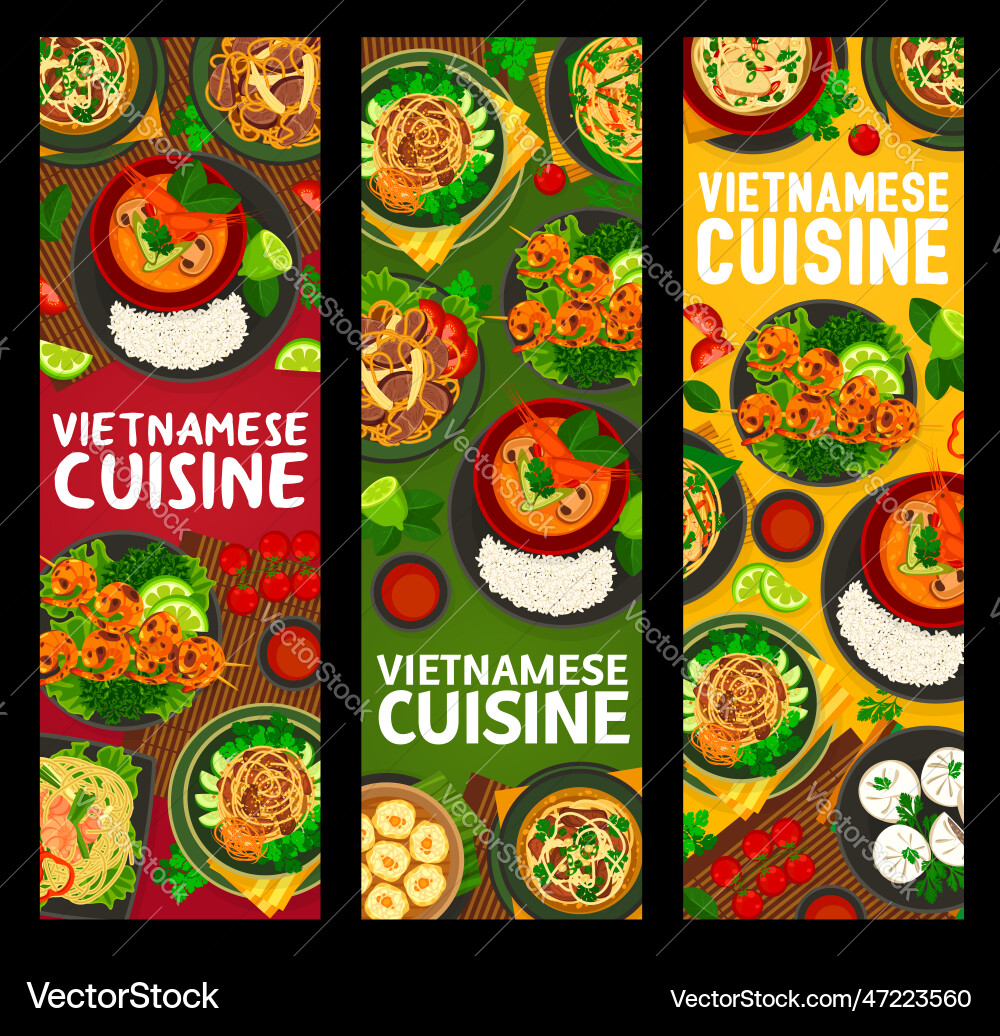 Vietnamesische Lebensmittel-Banner - Nudeln & Reis Vietnamesische Lebensmittel-Banner - Nudeln & Reis vektorbild