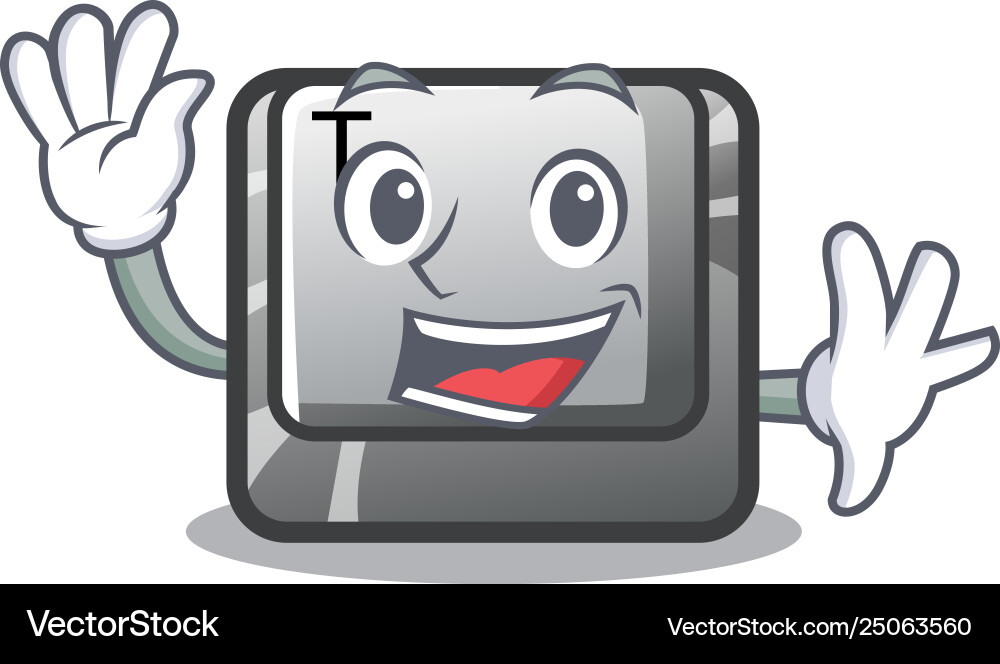 Waving t button installed on character computer Waving t button installed on character computer Vector Image