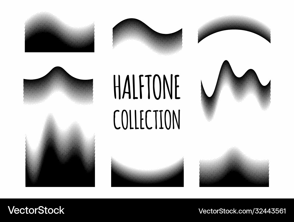 Abstract wave halftone pattern collection Abstract wave halftone pattern collection Vector Image