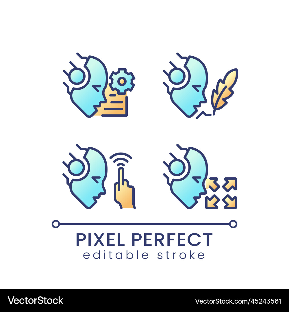 Artificial intelligence capabilities pixel Artificial intelligence capabilities pixel vector image