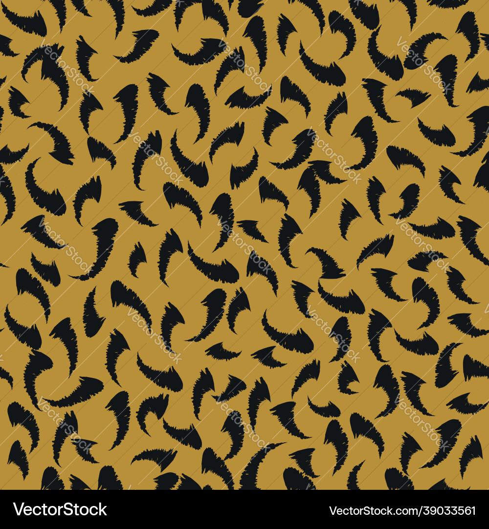 Black blots feathers yellow repeat pattern Black blots feathers yellow repeat pattern vector image