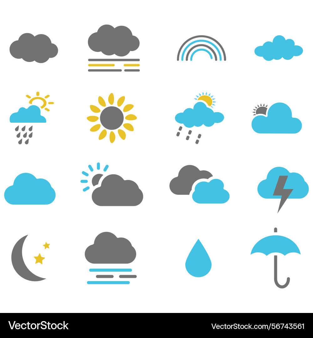 Clouds icons set of in different form Vector Image