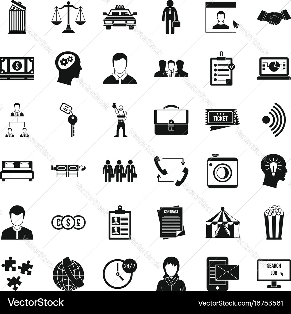 Coherence in work icons set simple style vector image