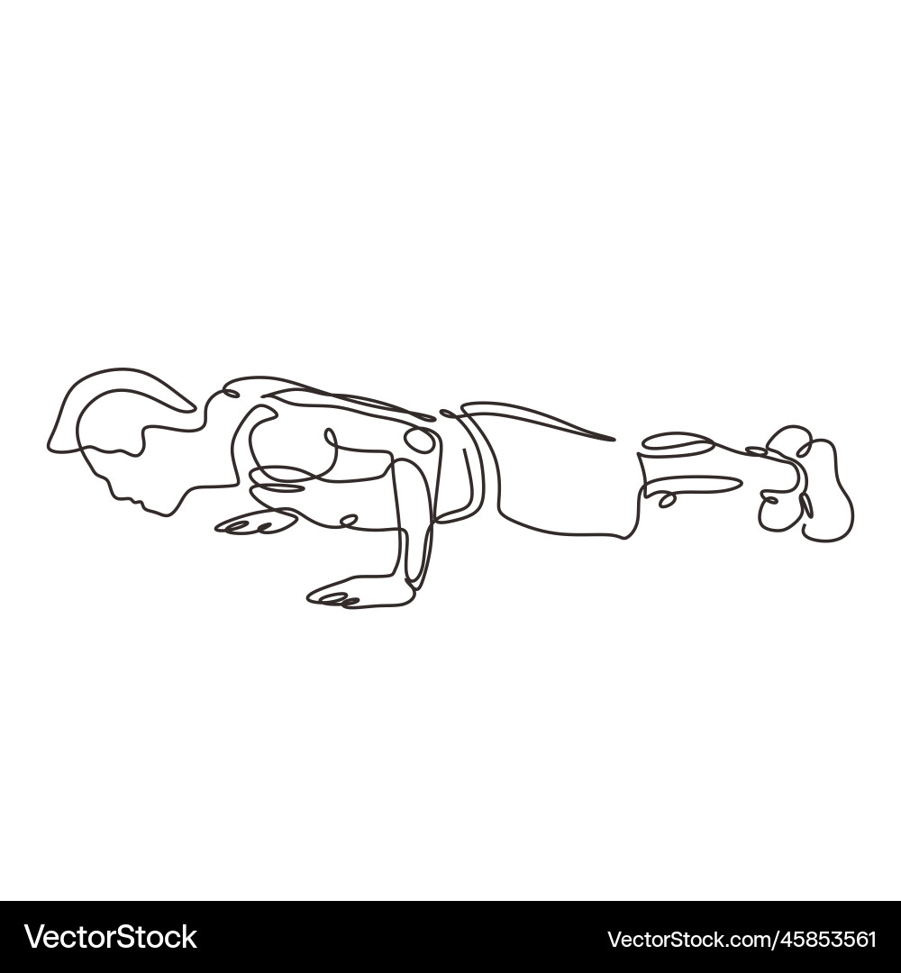 Continuous one line drawing of push up person man Continuous one line drawing of push up person man vector image