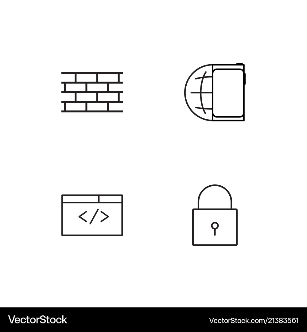 Cyber security linear icons set simple outline vector image