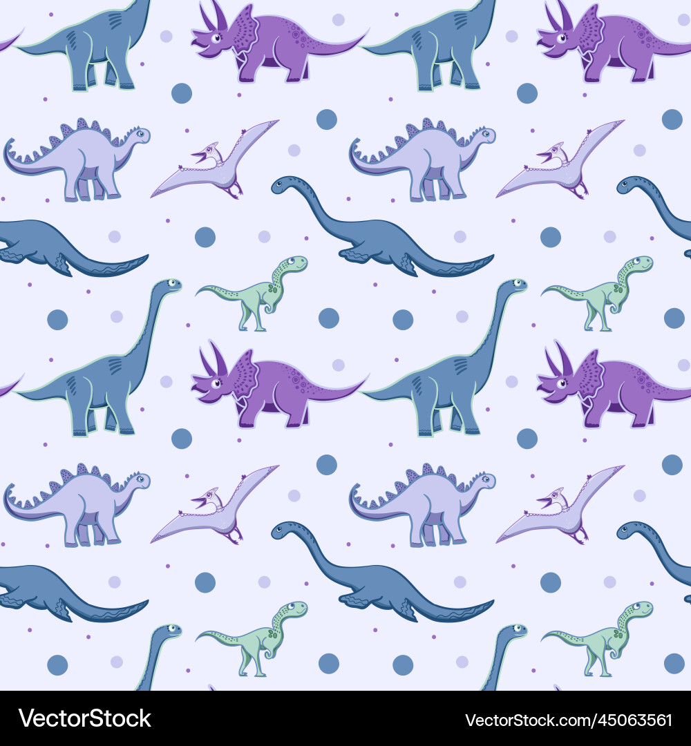 Dino background seamless pattern with dinosaurs Vector Image