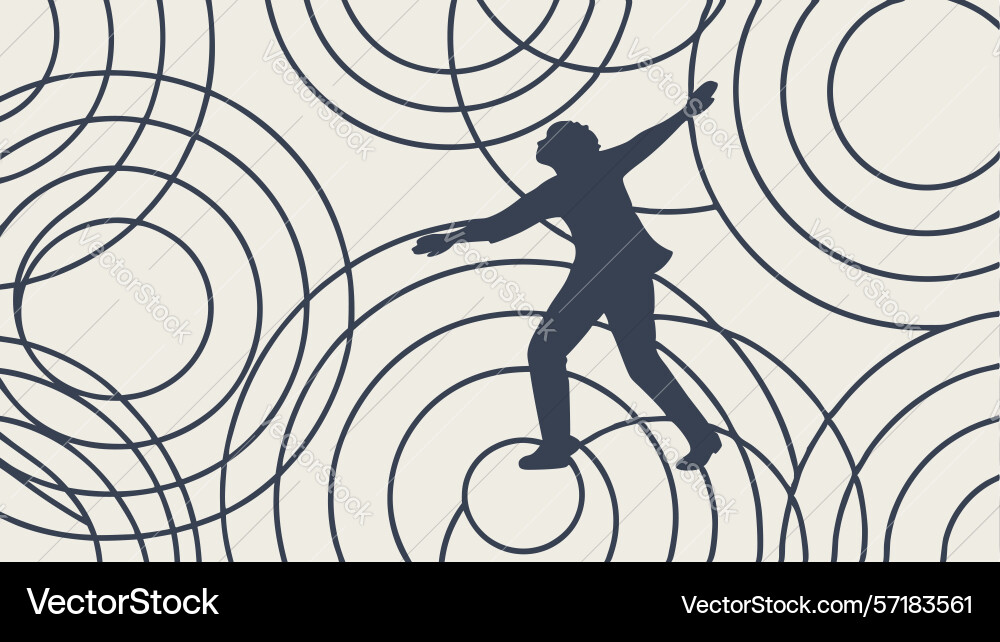 Dynamic abstract circles with energetic person vector image
