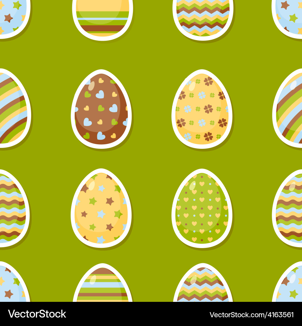 Easter pattern with colorful different eggs vector image