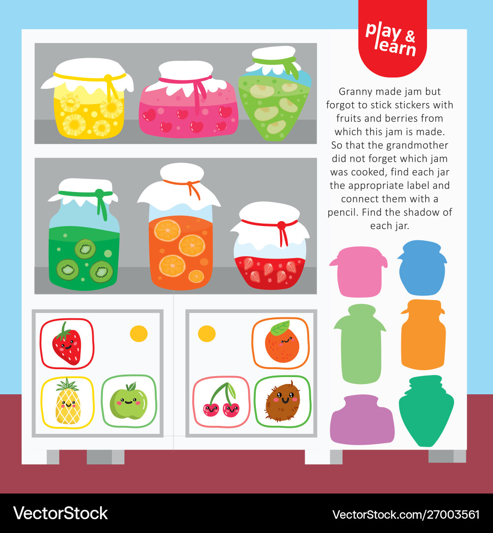 Find the Jam Bottle - Kids Activity Game Vector Image