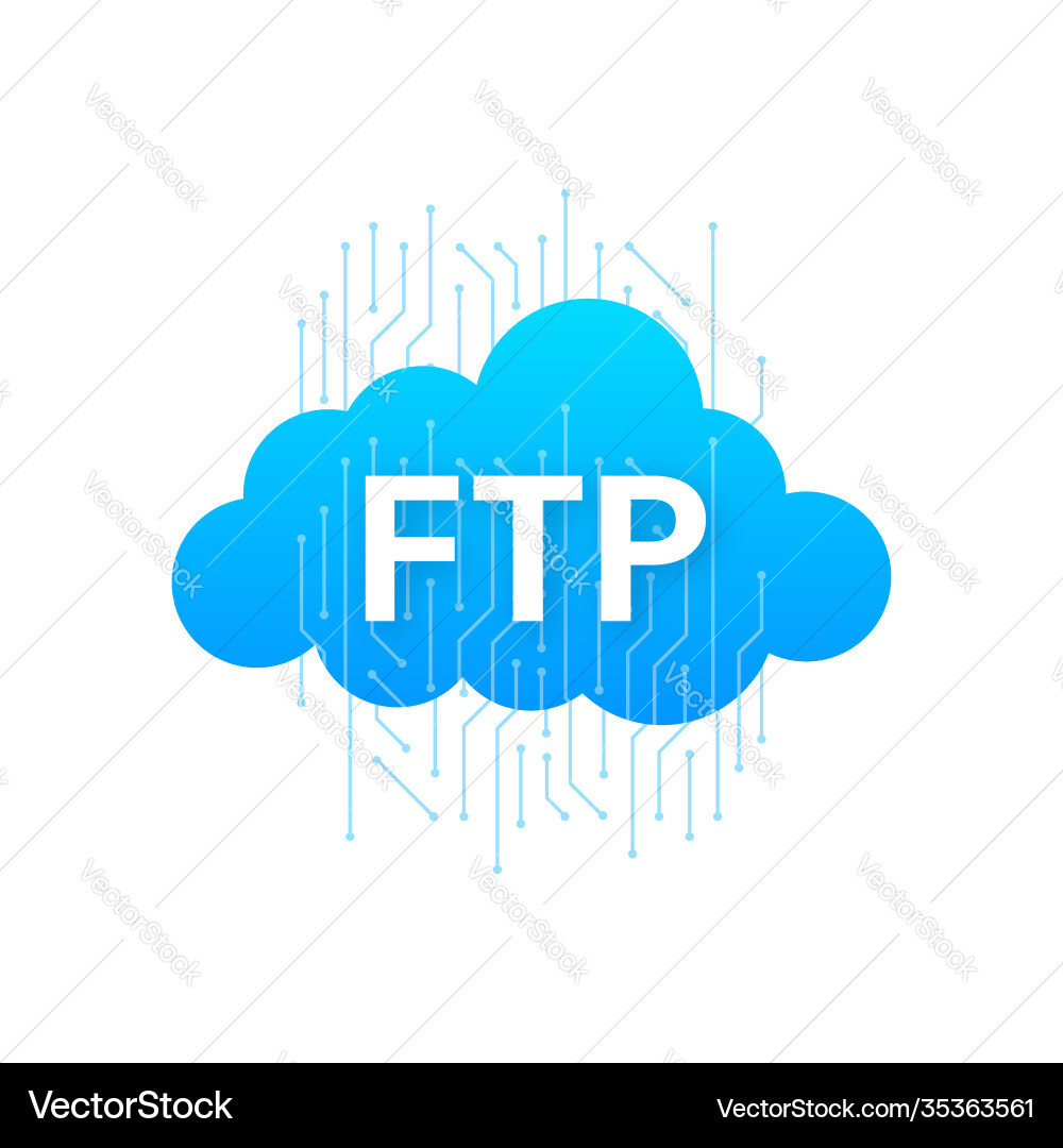 Flat web banner with ftp application interface vector image