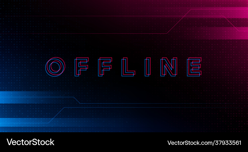 Glitch offline twitch banner title vector image