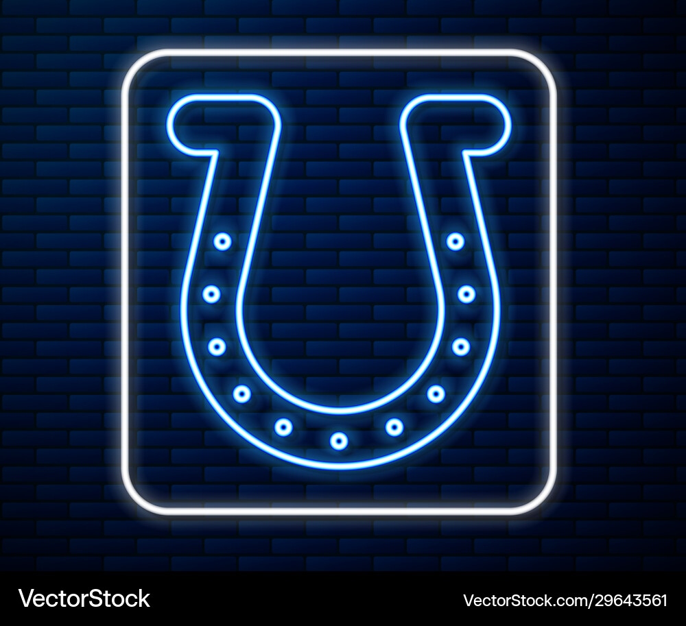 Glowing Neon Linie Hufeisen Ikone isoliert auf Ziegel Glowing Neon Linie Hufeisen Ikone isoliert auf Ziegel vektorbild