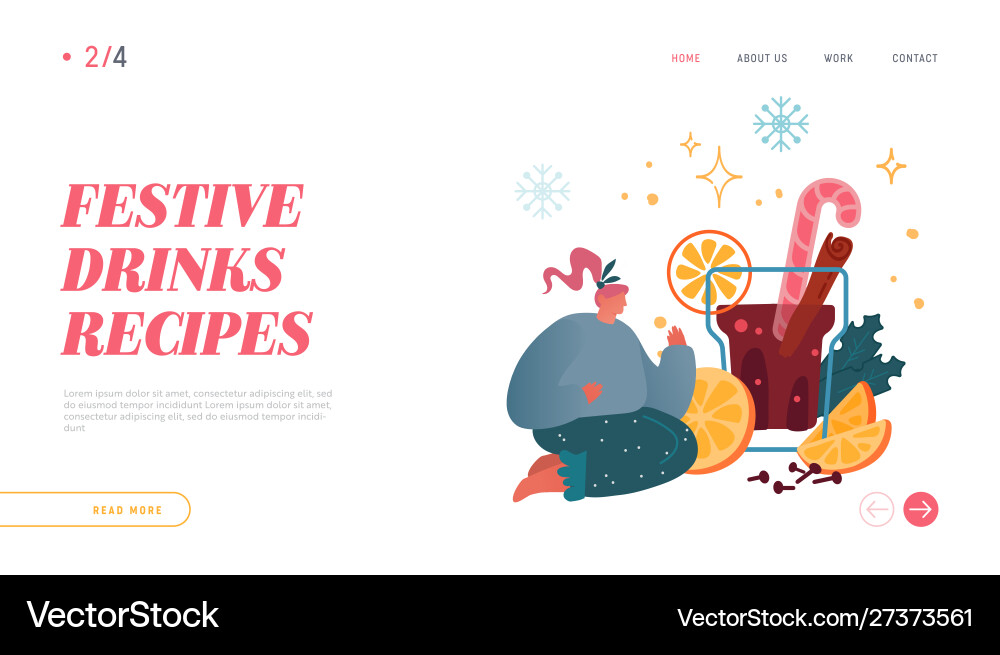 Hot beverage for cold season website landing page Hot beverage for cold season website landing page vector image