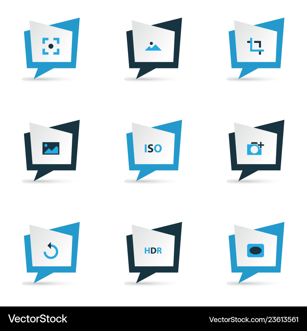 Image icons colored set with vignette hdr center Image icons colored set with vignette hdr center vector image