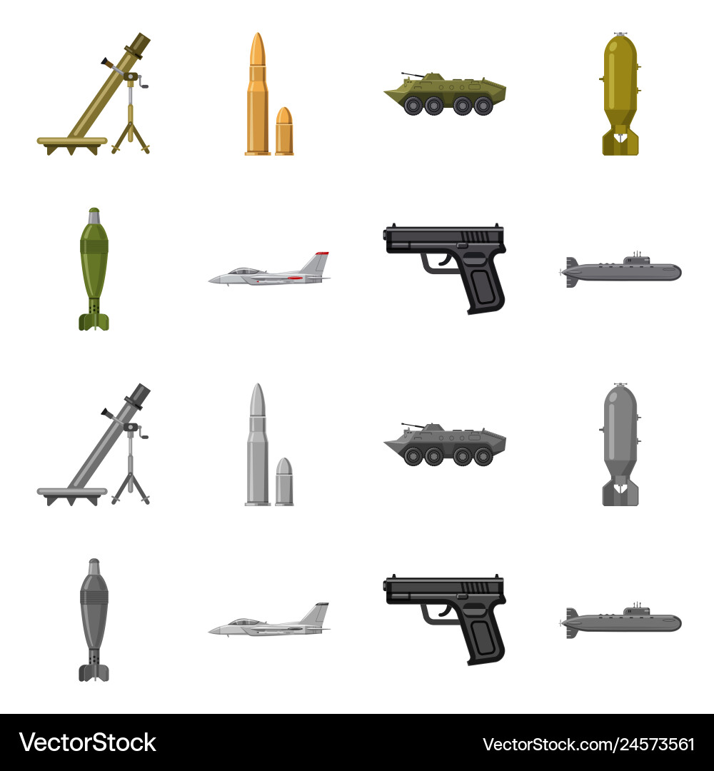 Isolated object of weapon and gun logo collection Isolated object of weapon and gun logo collection vector image
