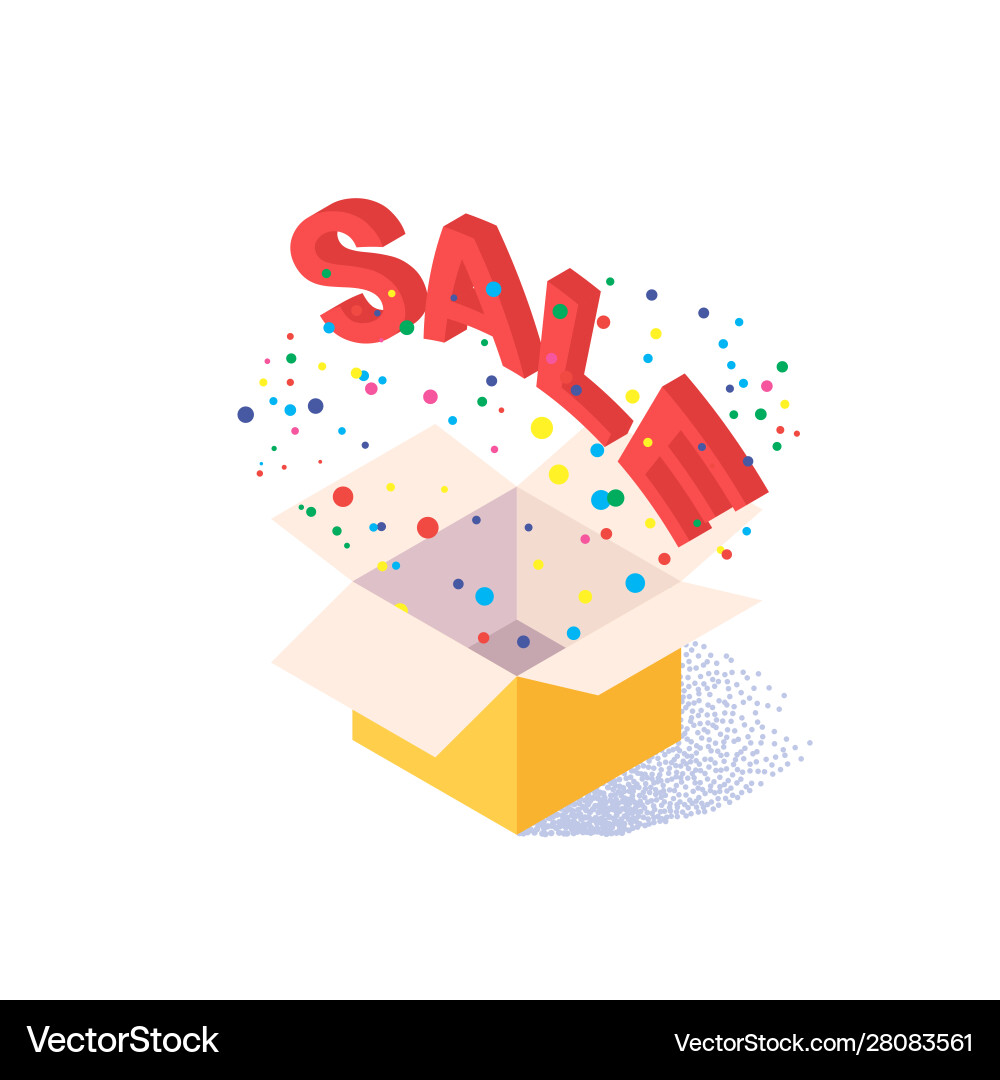 Isometric icon an open box with confetti Isometric icon an open box with confetti vector image
