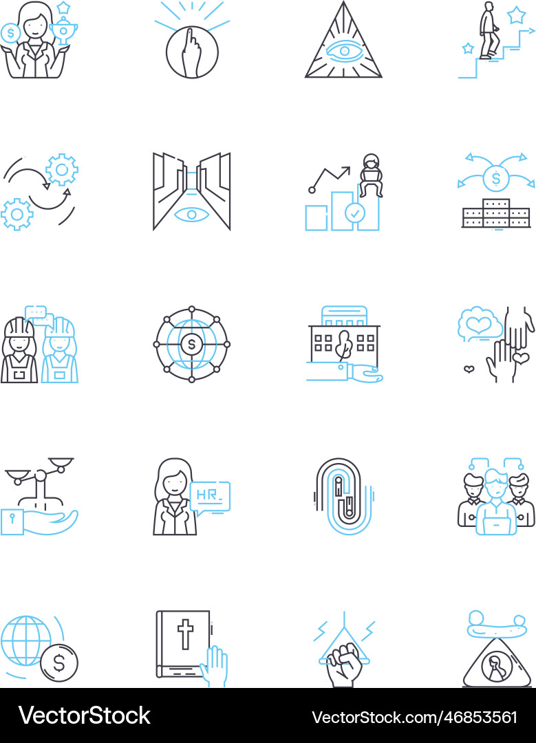 Joint operation linear icons set collaboration Joint operation linear icons set collaboration vector image